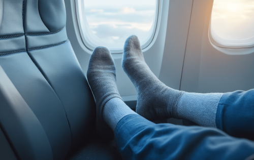 Kompressionsstrümpfe im Flugzeug: Warum sie sinnvoll sind